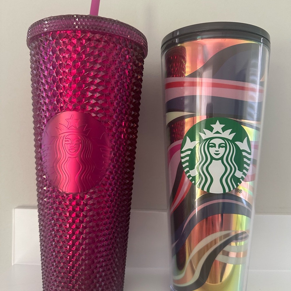 Starbucks Studded Tumbler and Multicolor Swirl Tumbler Set